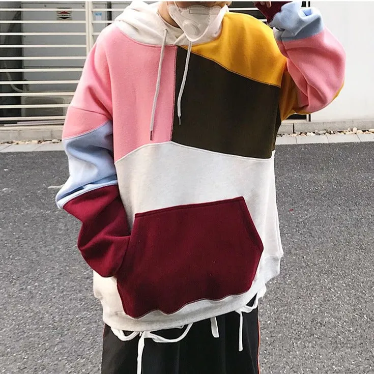 Contrast Patchwork Hoodie