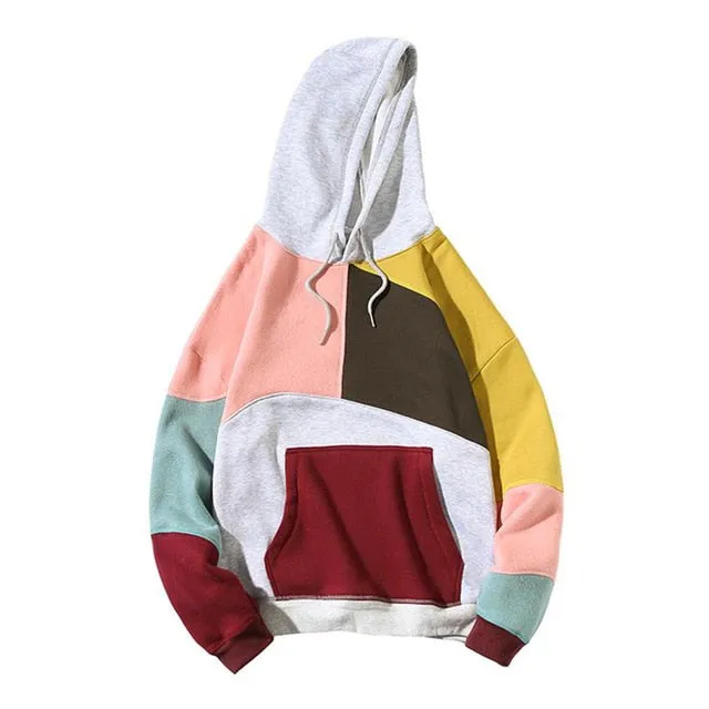 Contrast Patchwork Hoodie