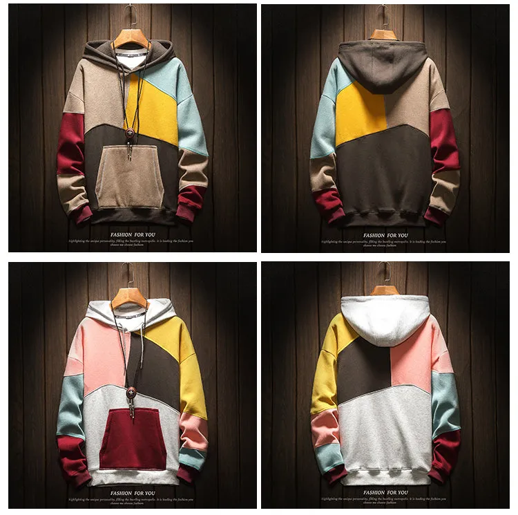 Contrast Patchwork Hoodie