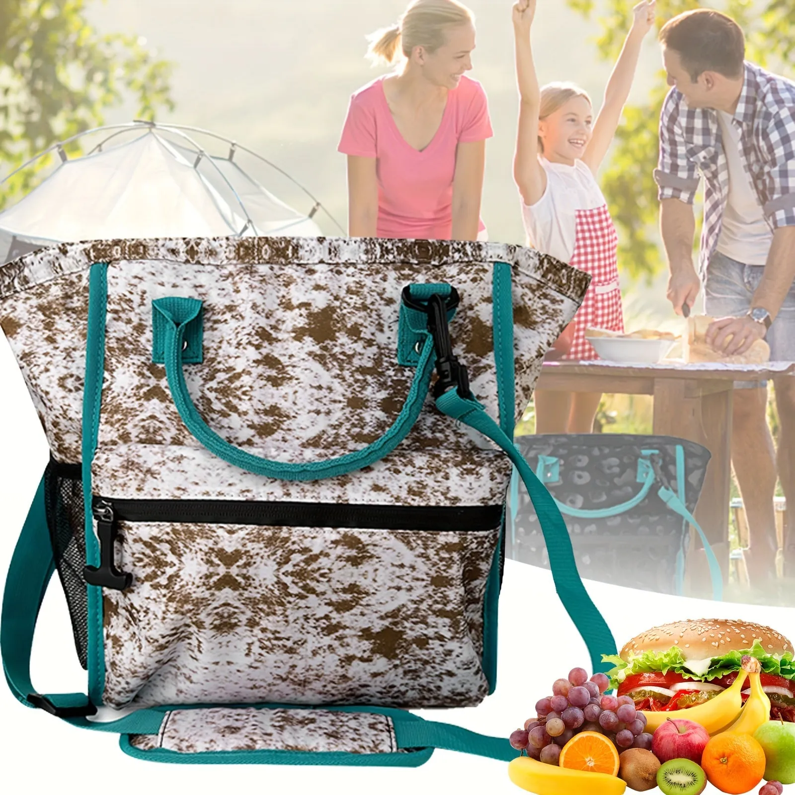 Cow Pattern Insulated Ice Pack Portable Bento  Picnic Bag