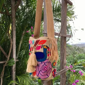 Deluxe Peacock on Tan Mochila