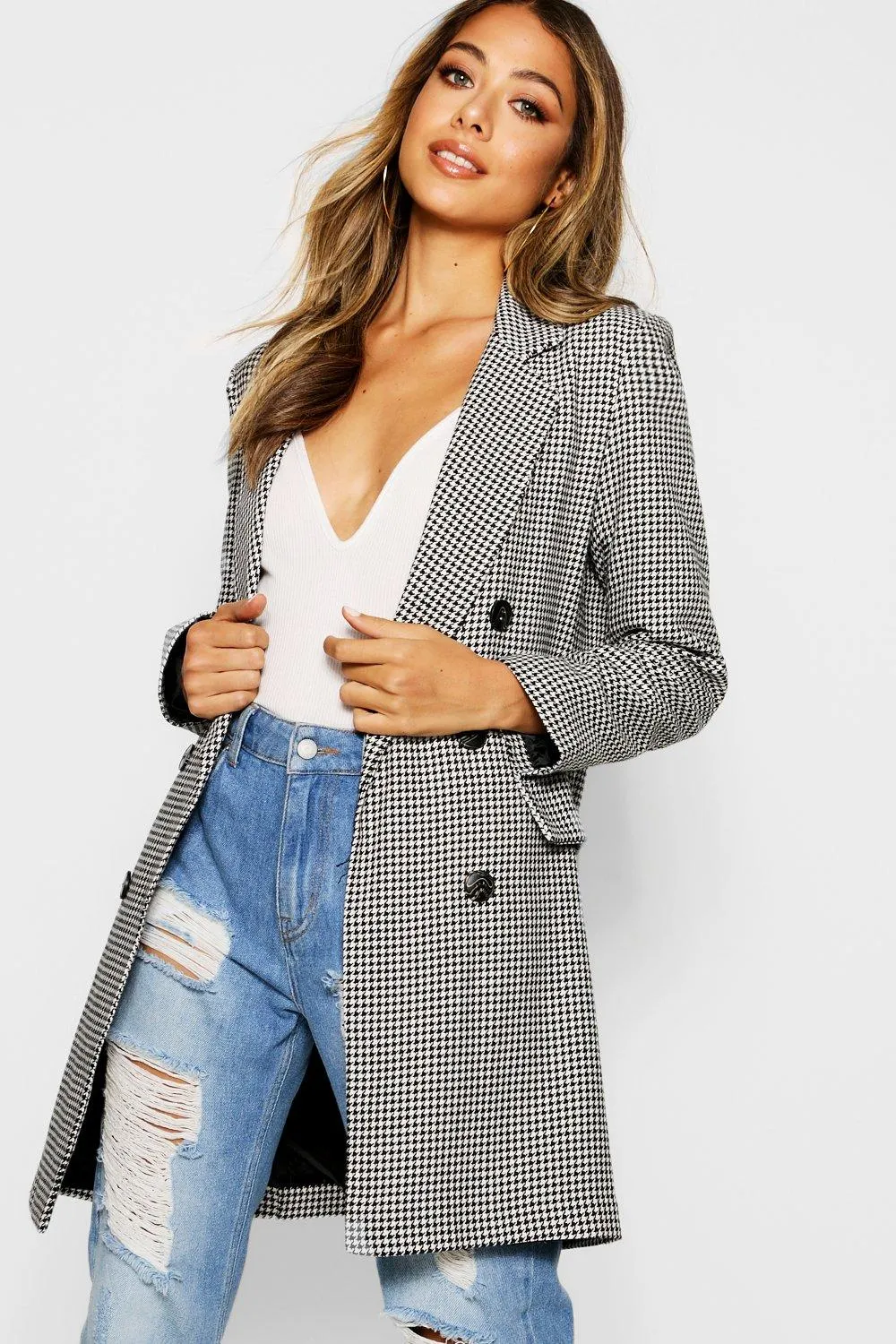 Dogtooth Double Breasted Blazer