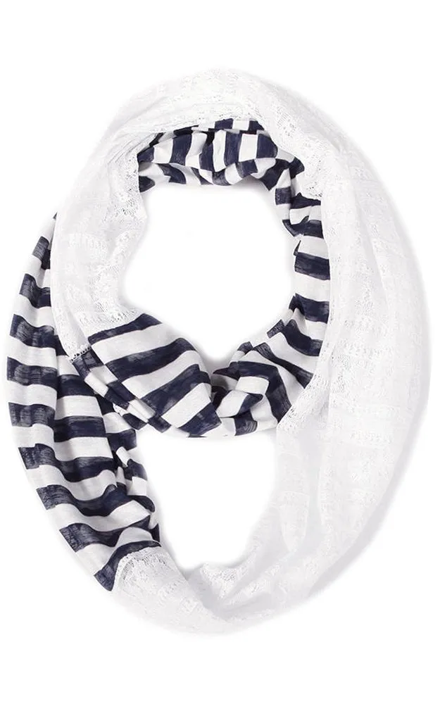 EAS9020 Stripe with Lace Infinity Scarf