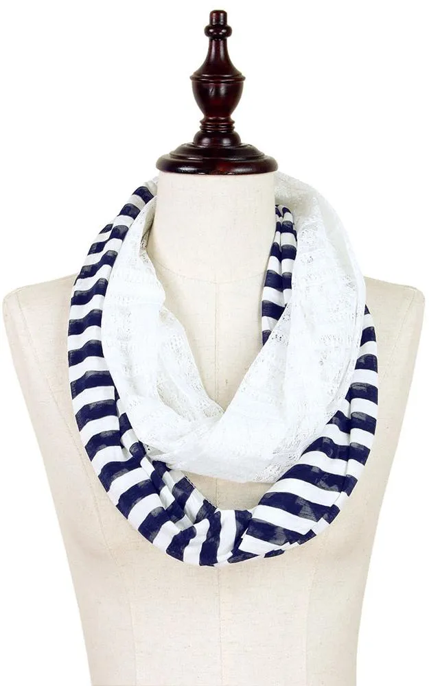 EAS9020 Stripe with Lace Infinity Scarf