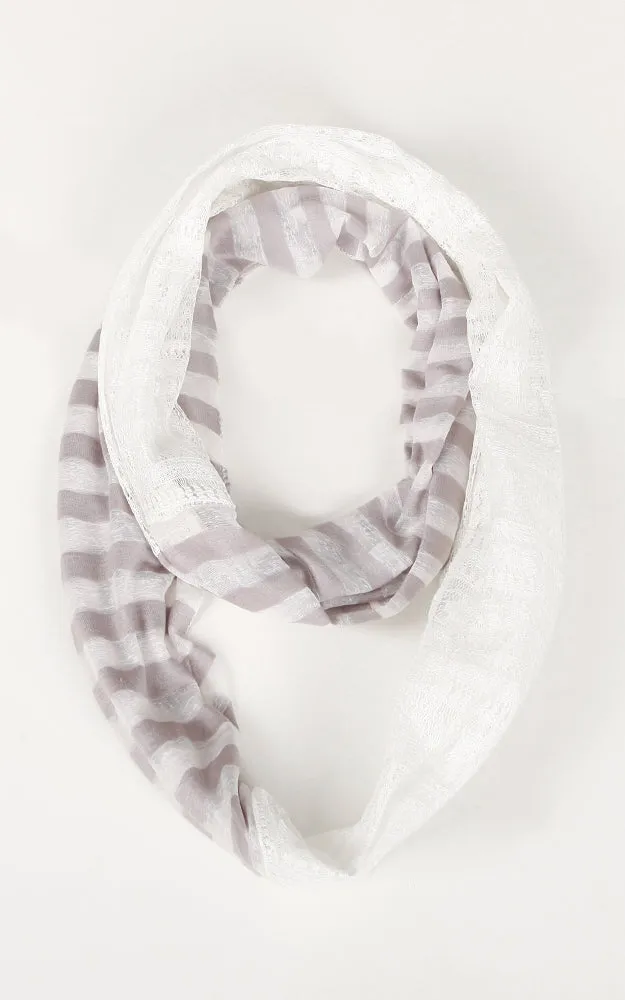 EAS9020 Stripe with Lace Infinity Scarf