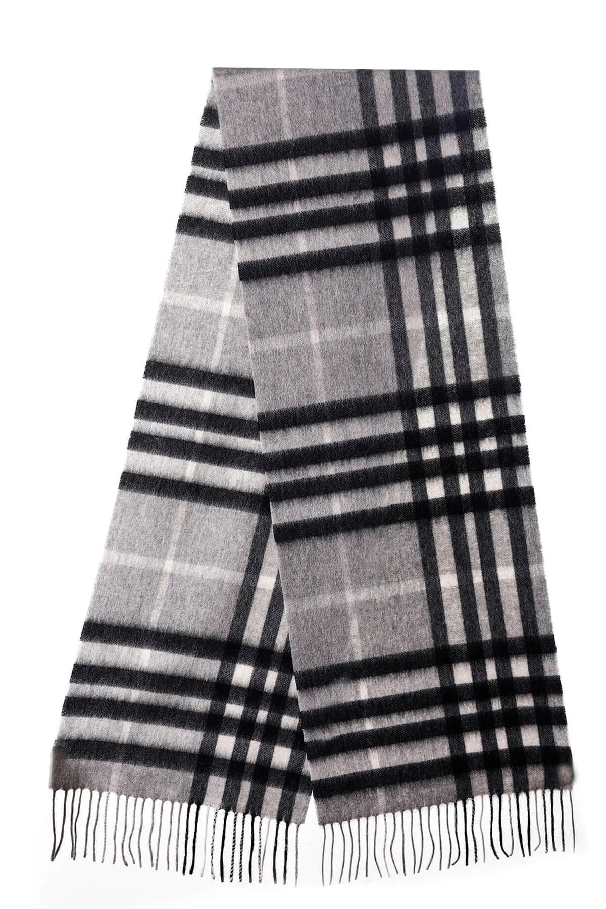 Edinburgh Cashmere Grey Check Lambswool Scarf