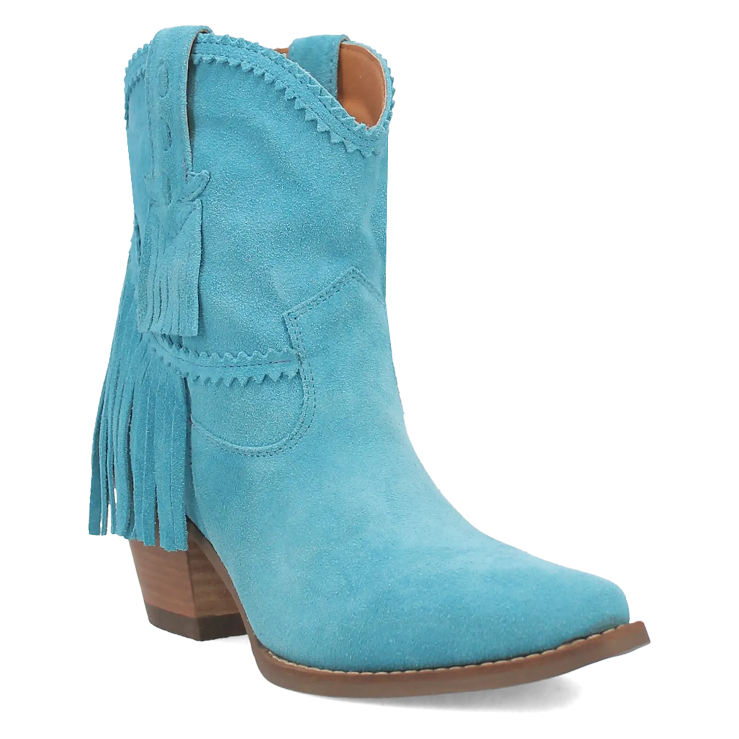 Fandango Blue Suede Leather & Fringe Bootie (DS)