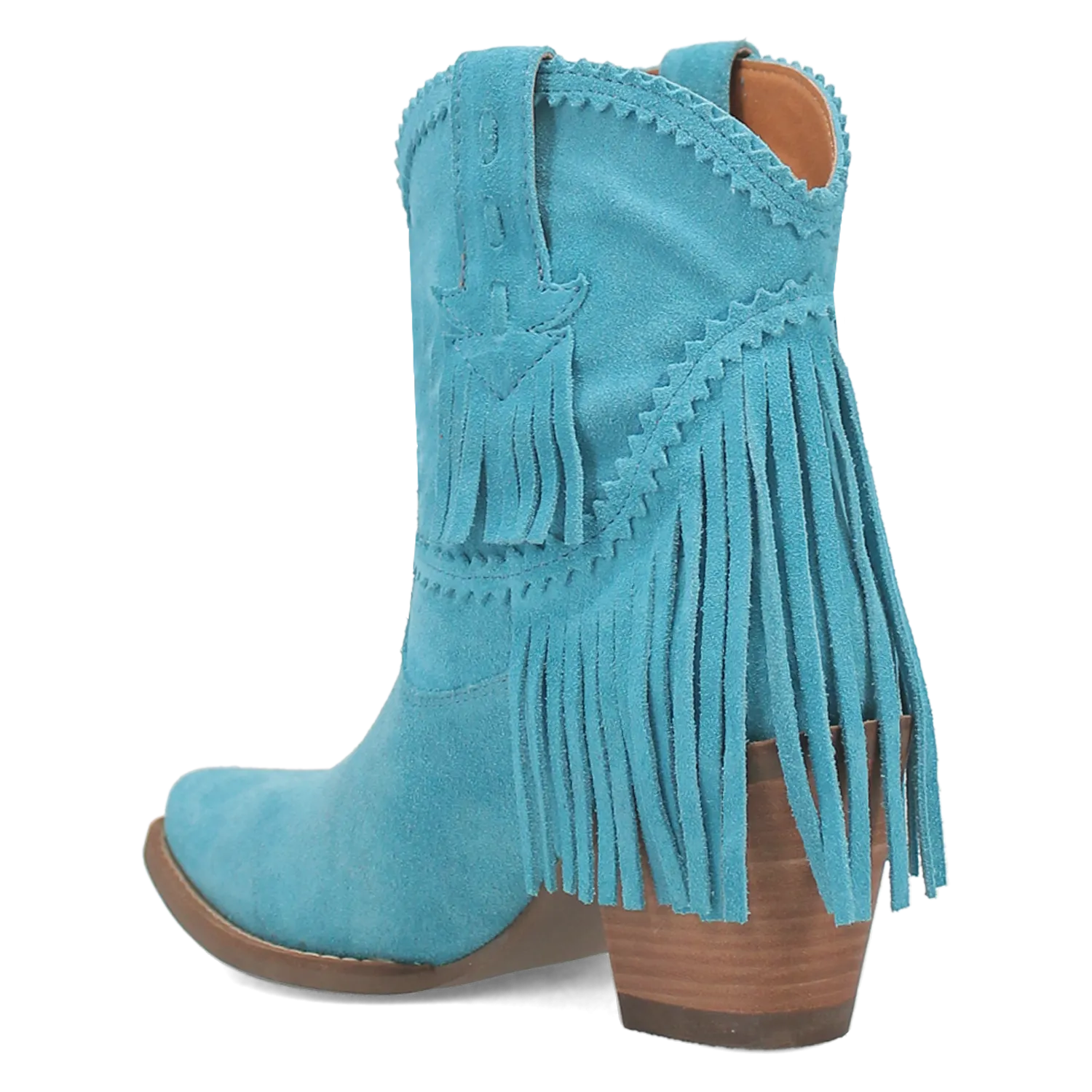 Fandango Blue Suede Leather & Fringe Bootie (DS)