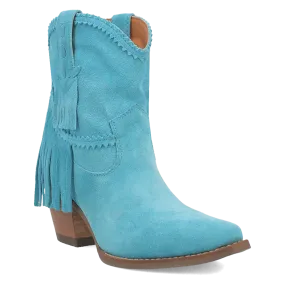 Fandango Blue Suede Leather & Fringe Bootie (DS)