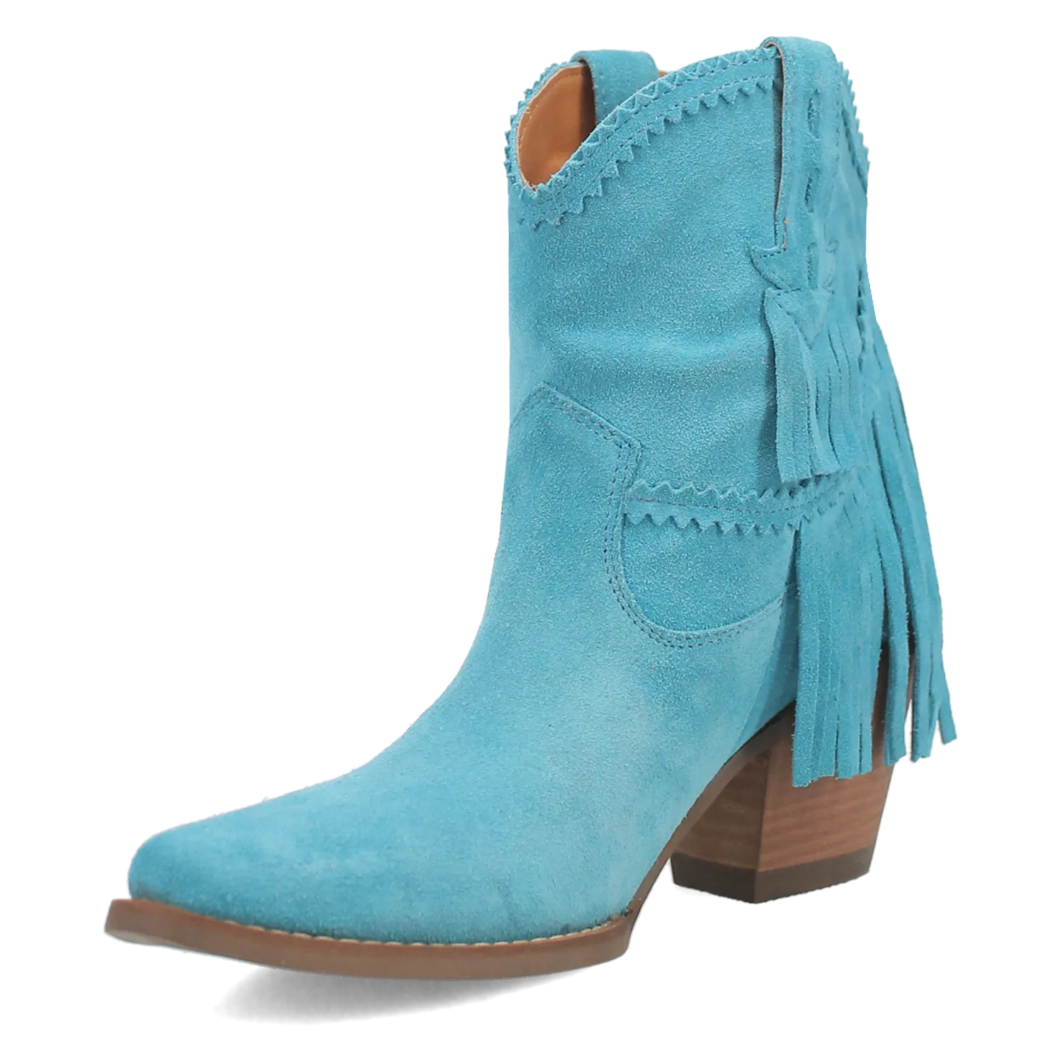 Fandango Blue Suede Leather & Fringe Bootie (DS)