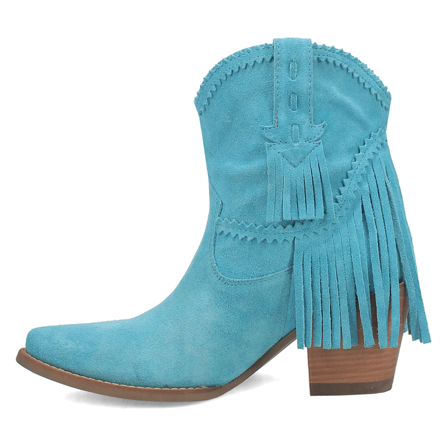 Fandango Blue Suede Leather & Fringe Bootie (DS)