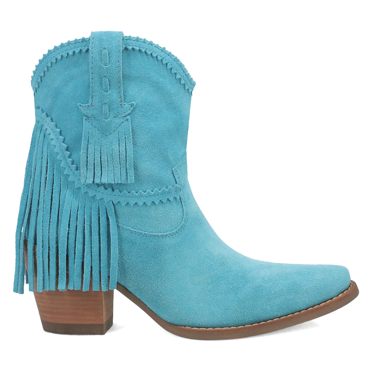 Fandango Blue Suede Leather & Fringe Bootie (DS)