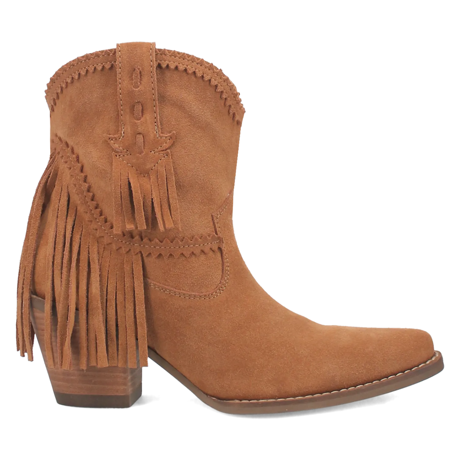 Fandango Camel Suede Leather & Fringe Bootie (DS)