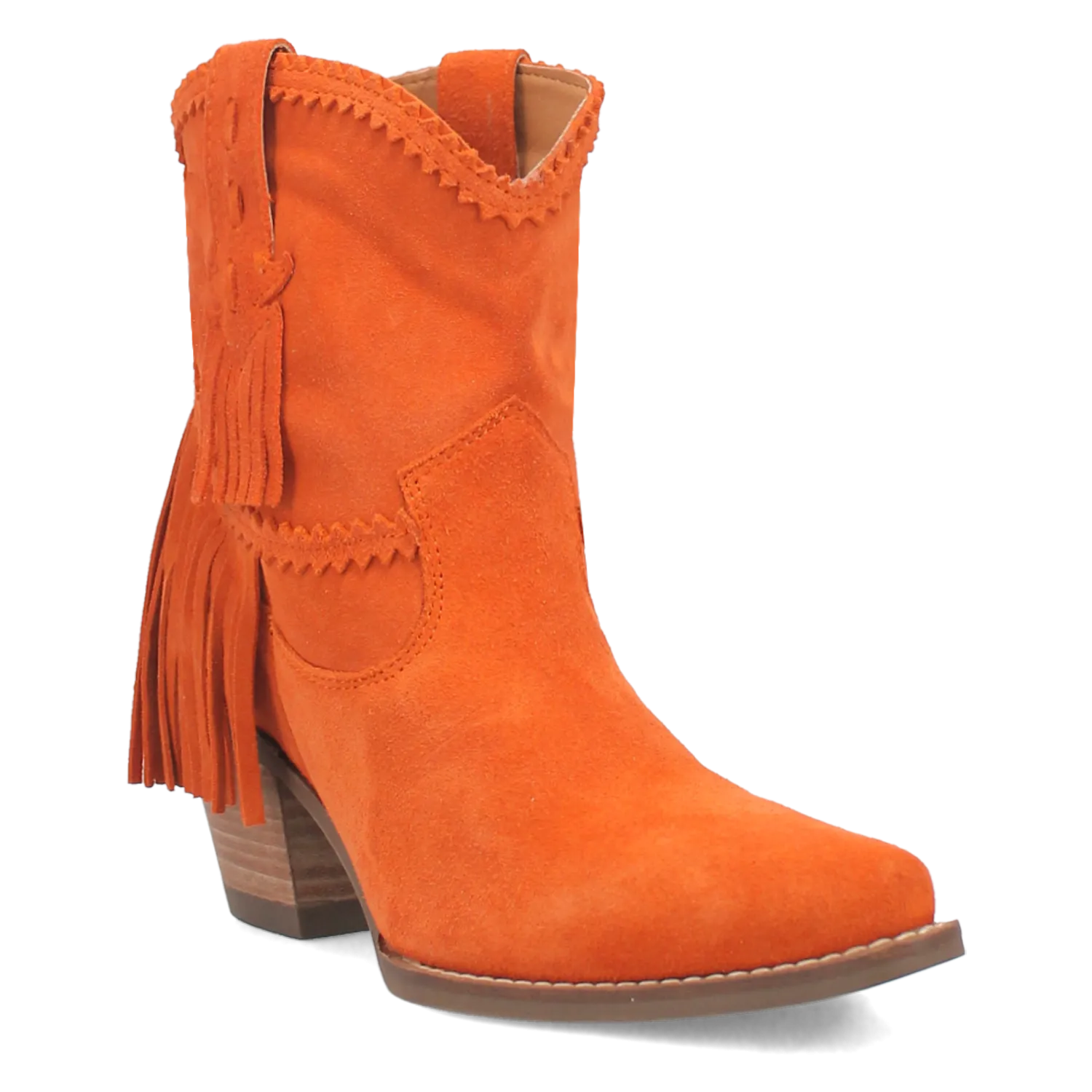 Fandango Orange Suede Leather & Fringe Bootie (DS)