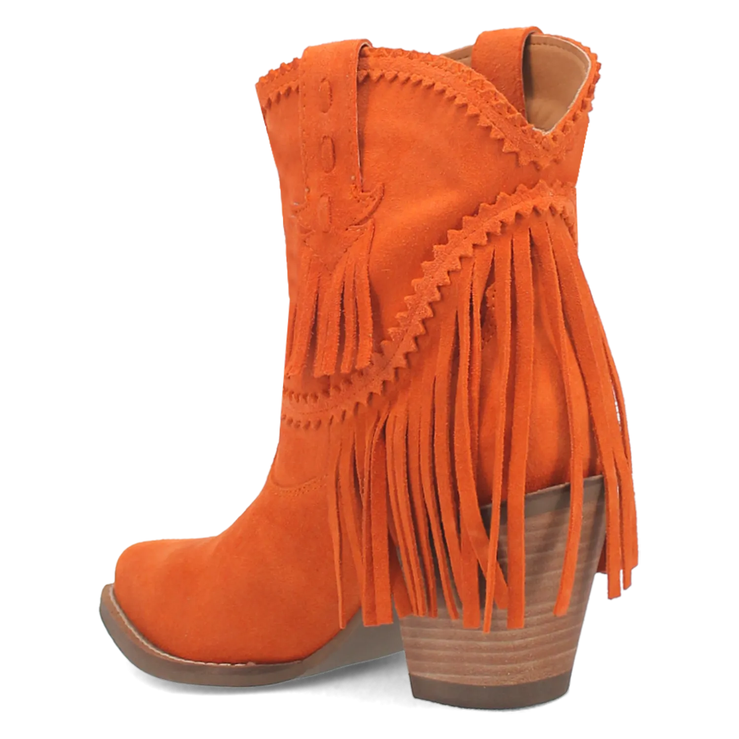 Fandango Orange Suede Leather & Fringe Bootie (DS)