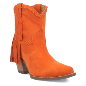 Fandango Orange Suede Leather & Fringe Bootie (DS)