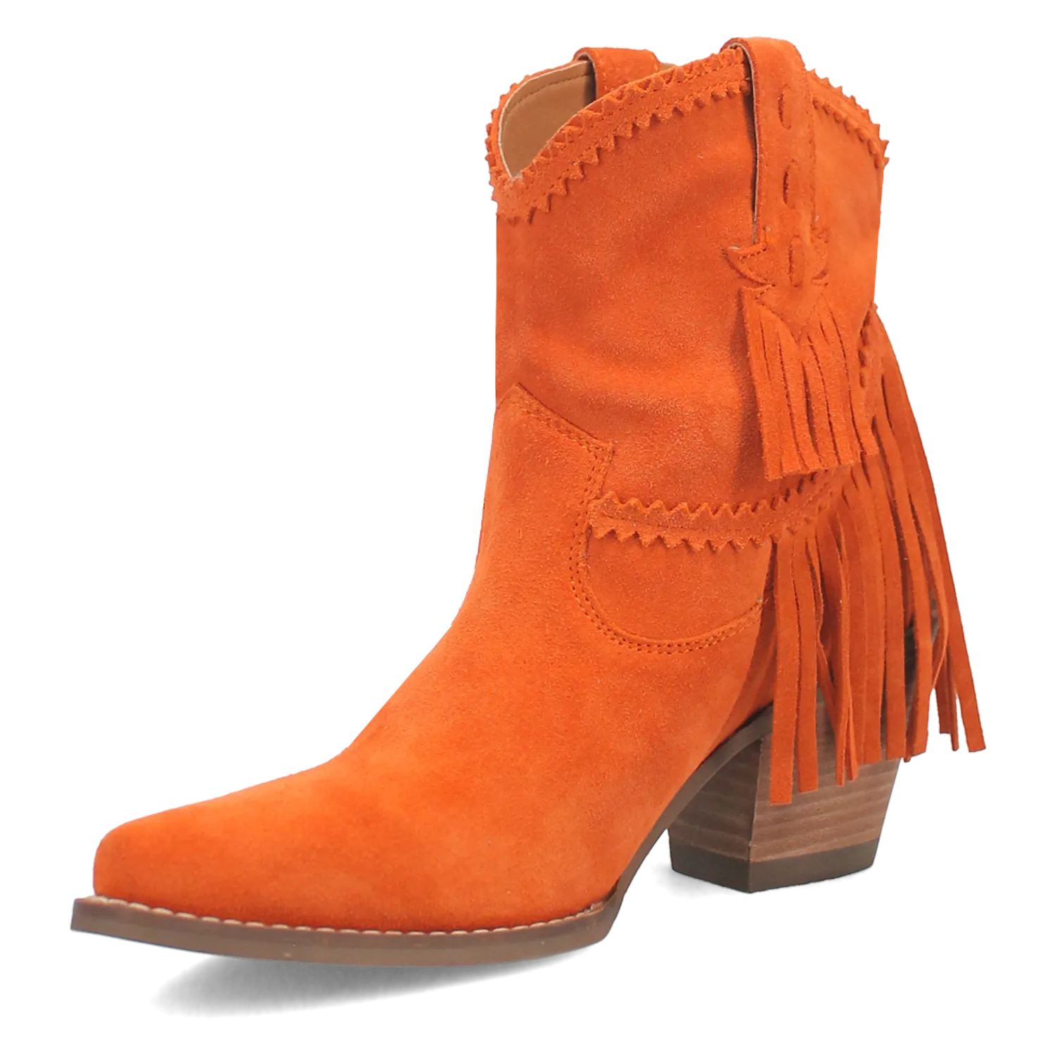 Fandango Orange Suede Leather & Fringe Bootie (DS)