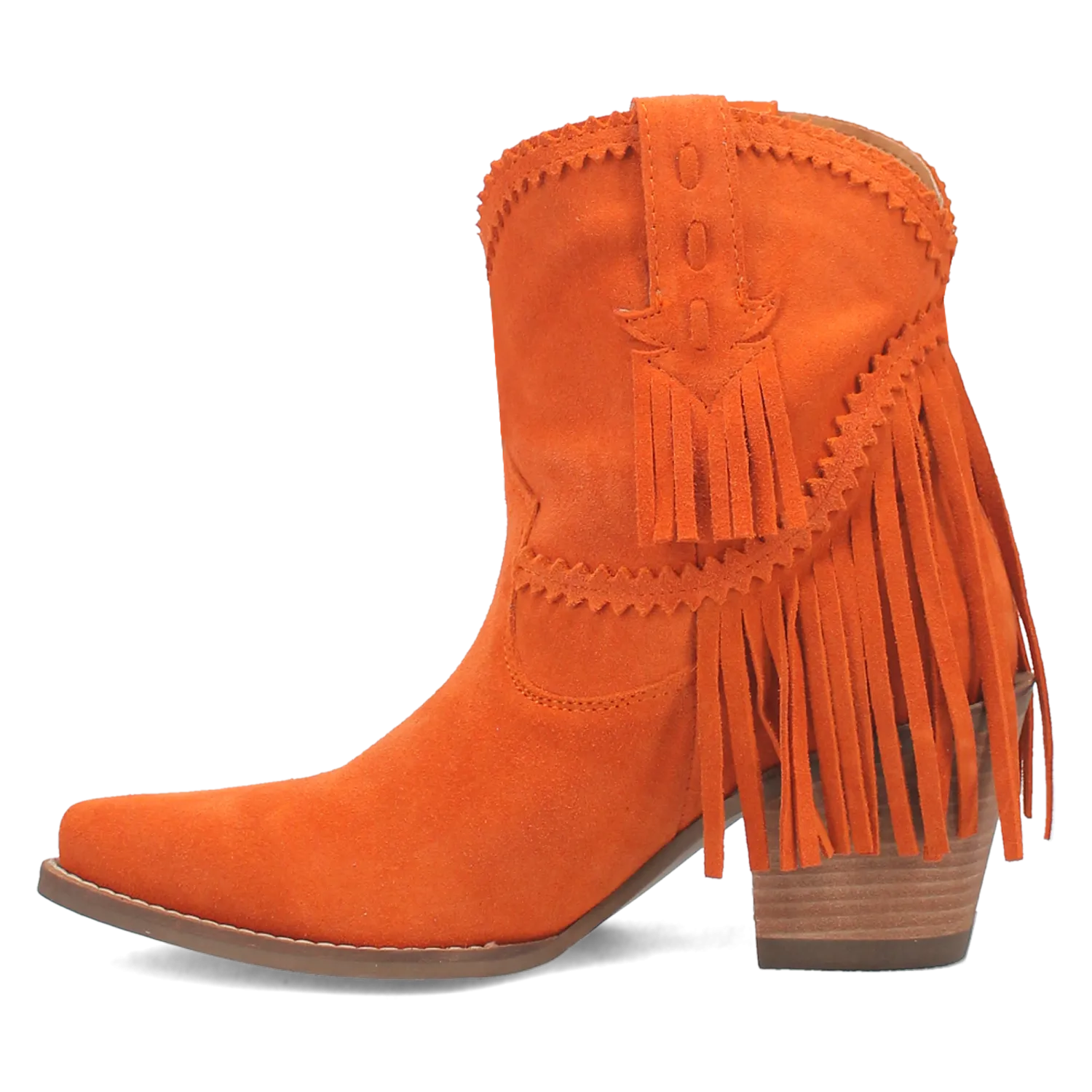 Fandango Orange Suede Leather & Fringe Bootie (DS)