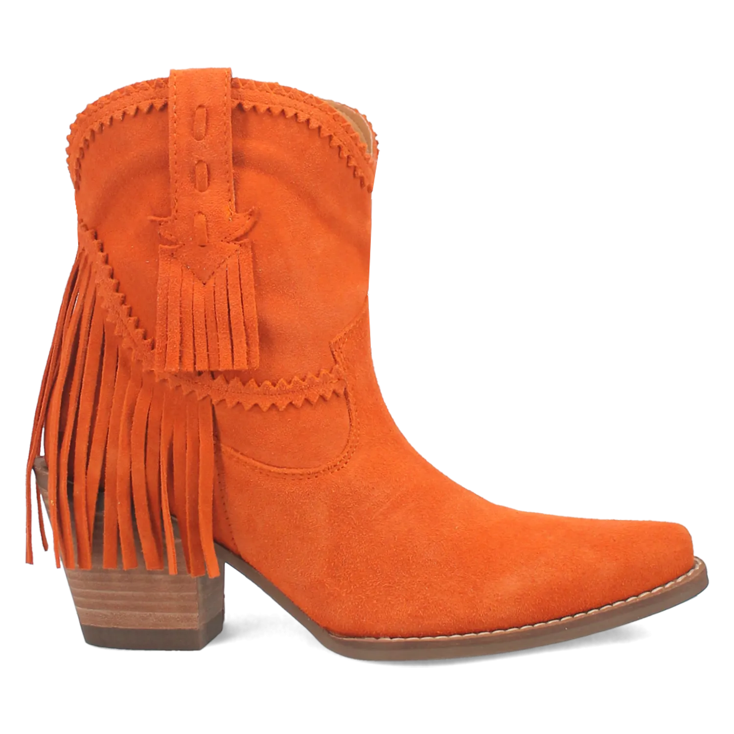 Fandango Orange Suede Leather & Fringe Bootie (DS)