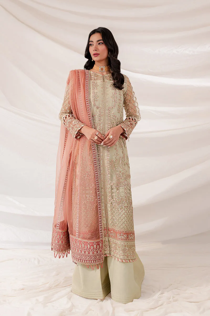 Farasha Lumiere Luxury Embroidered Net Unstitched 3Pc Suit - Pearl Dream