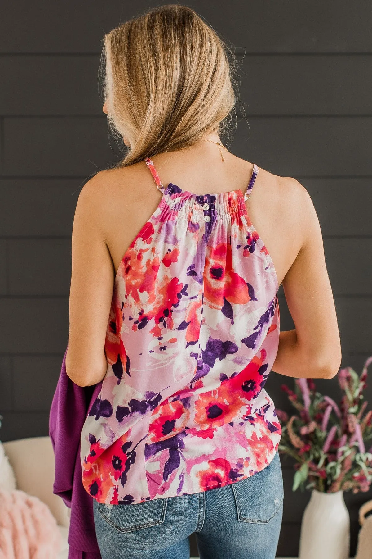 Feeling A Connection Floral Tank Top- Pink & Purple