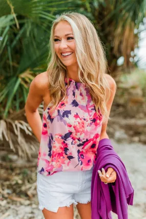 Feeling A Connection Floral Tank Top- Pink & Purple