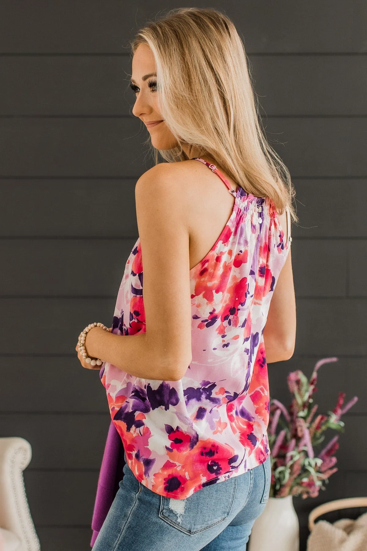 Feeling A Connection Floral Tank Top- Pink & Purple