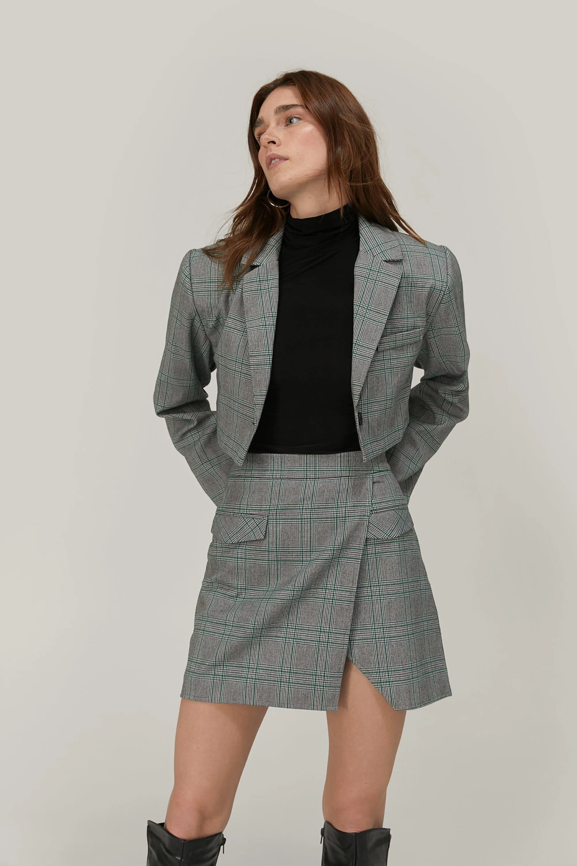 Flannel Cropped Blazer