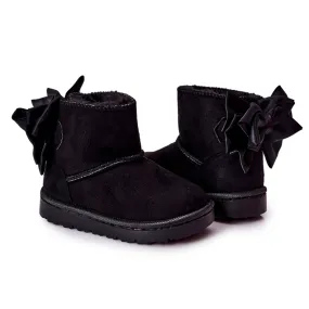 FR1 Children's Warm Snow Boots With A Bow Black Snowis