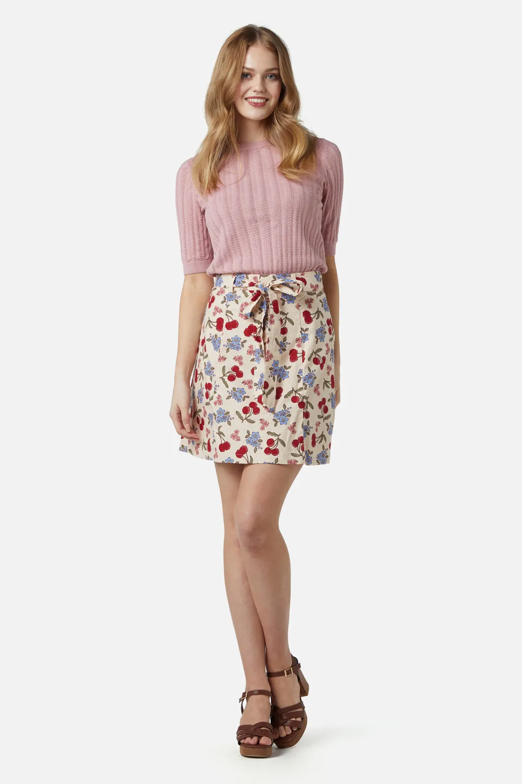 French Cherry Flippy Skirt