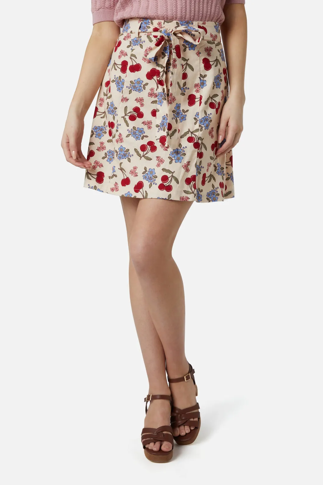 French Cherry Flippy Skirt