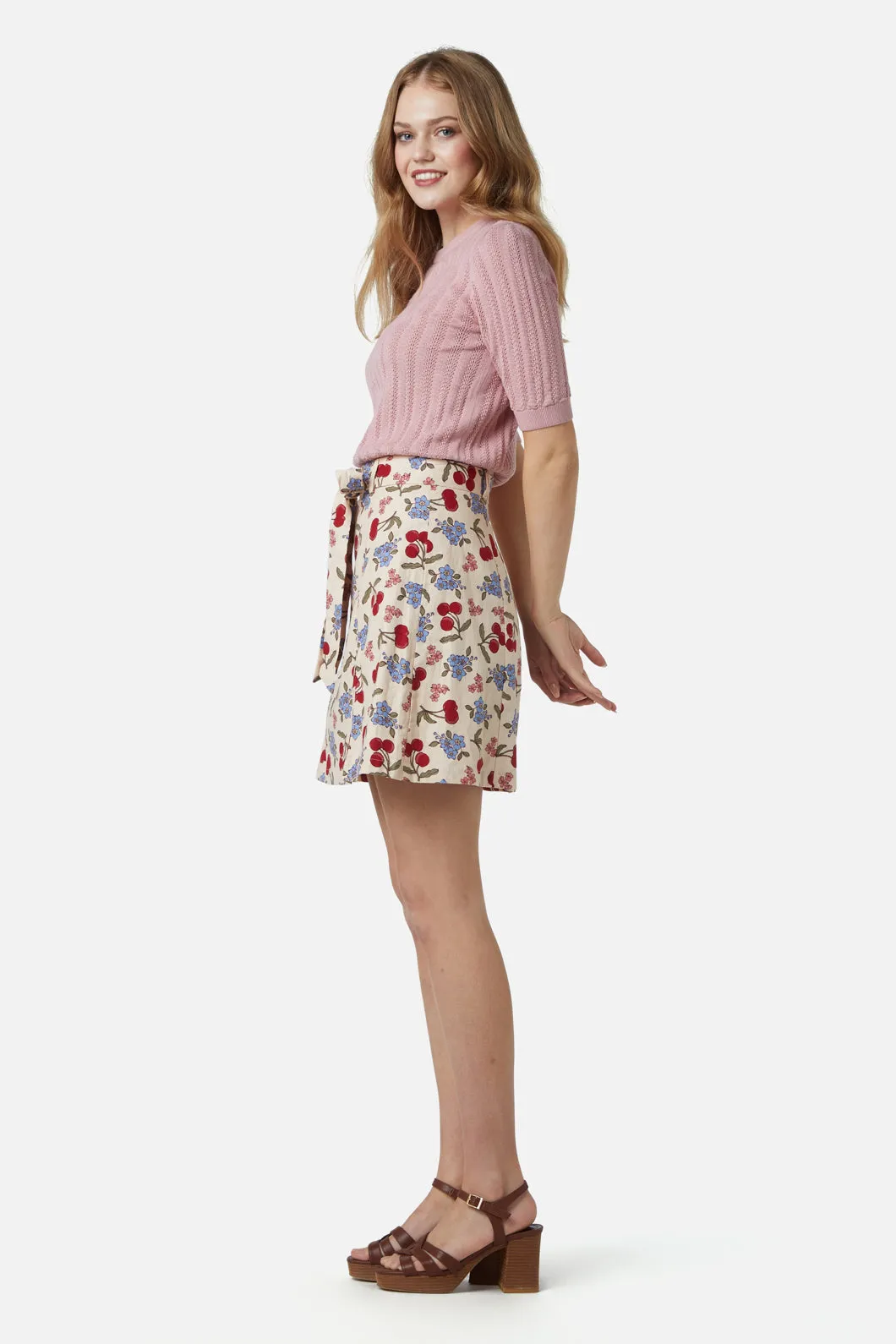 French Cherry Flippy Skirt