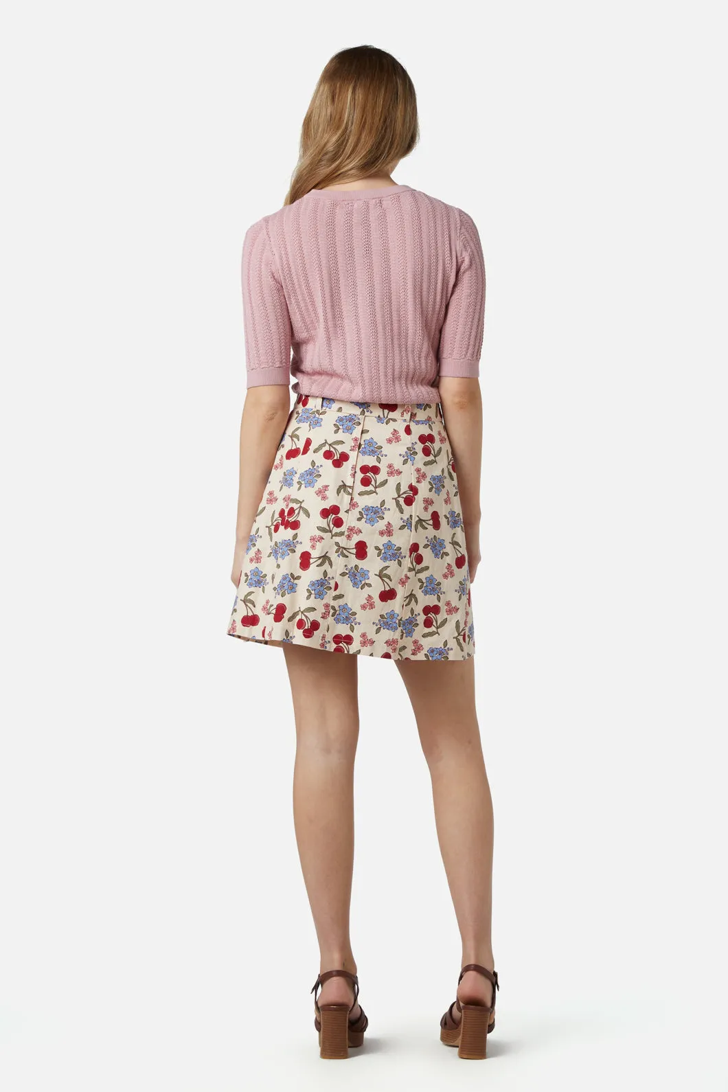 French Cherry Flippy Skirt