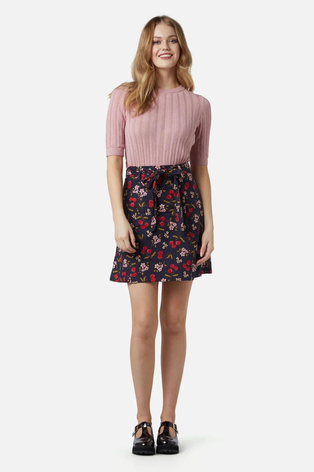 French Cherry Flippy Skirt