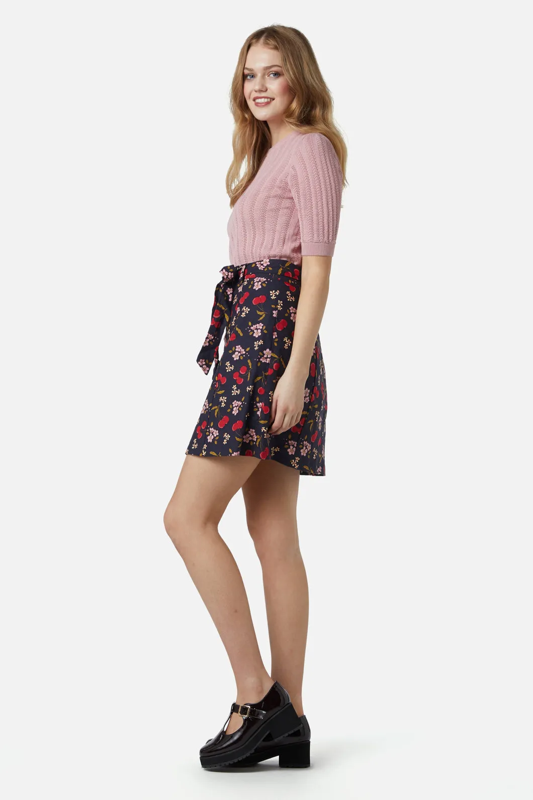 French Cherry Flippy Skirt