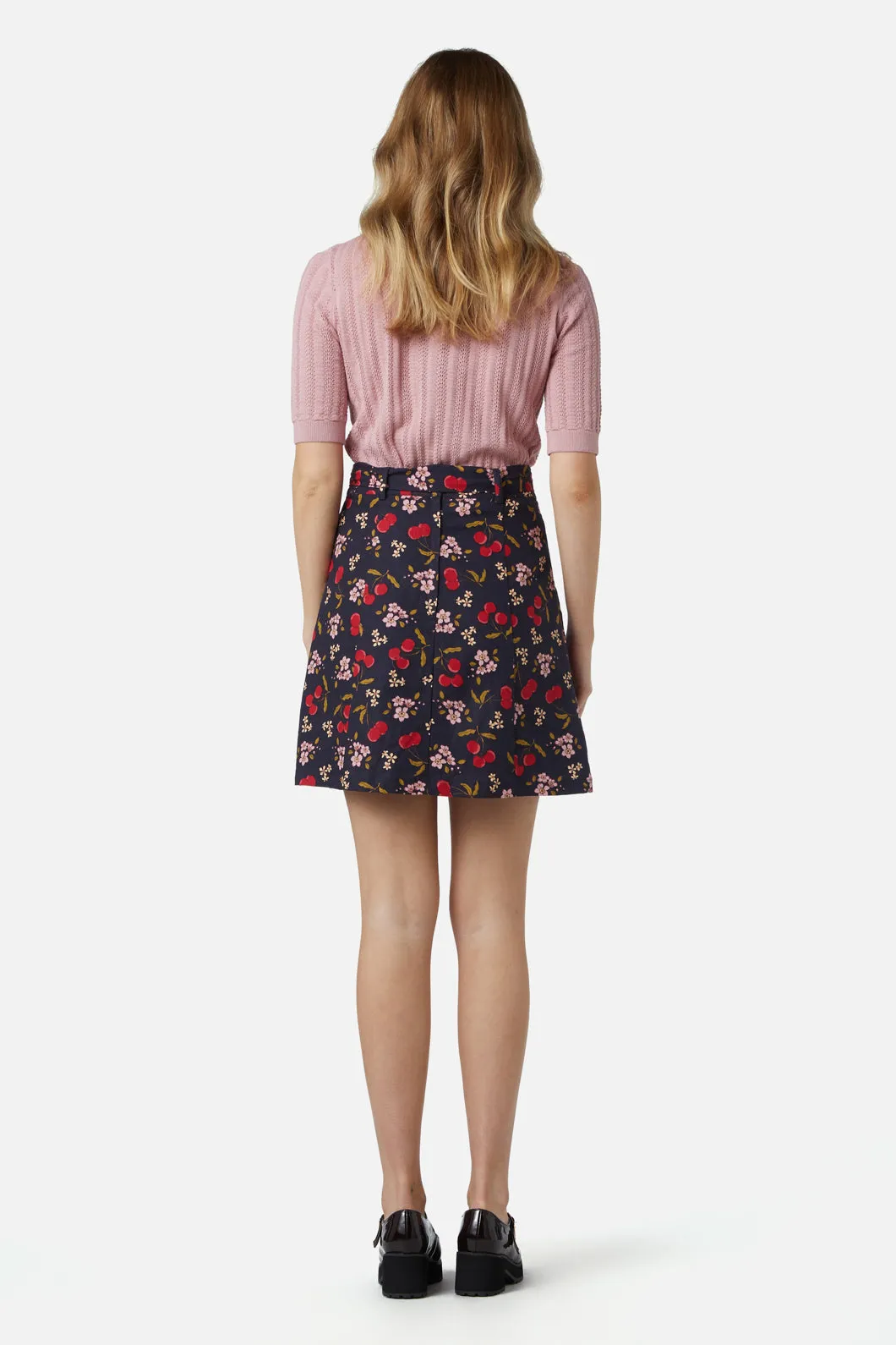 French Cherry Flippy Skirt