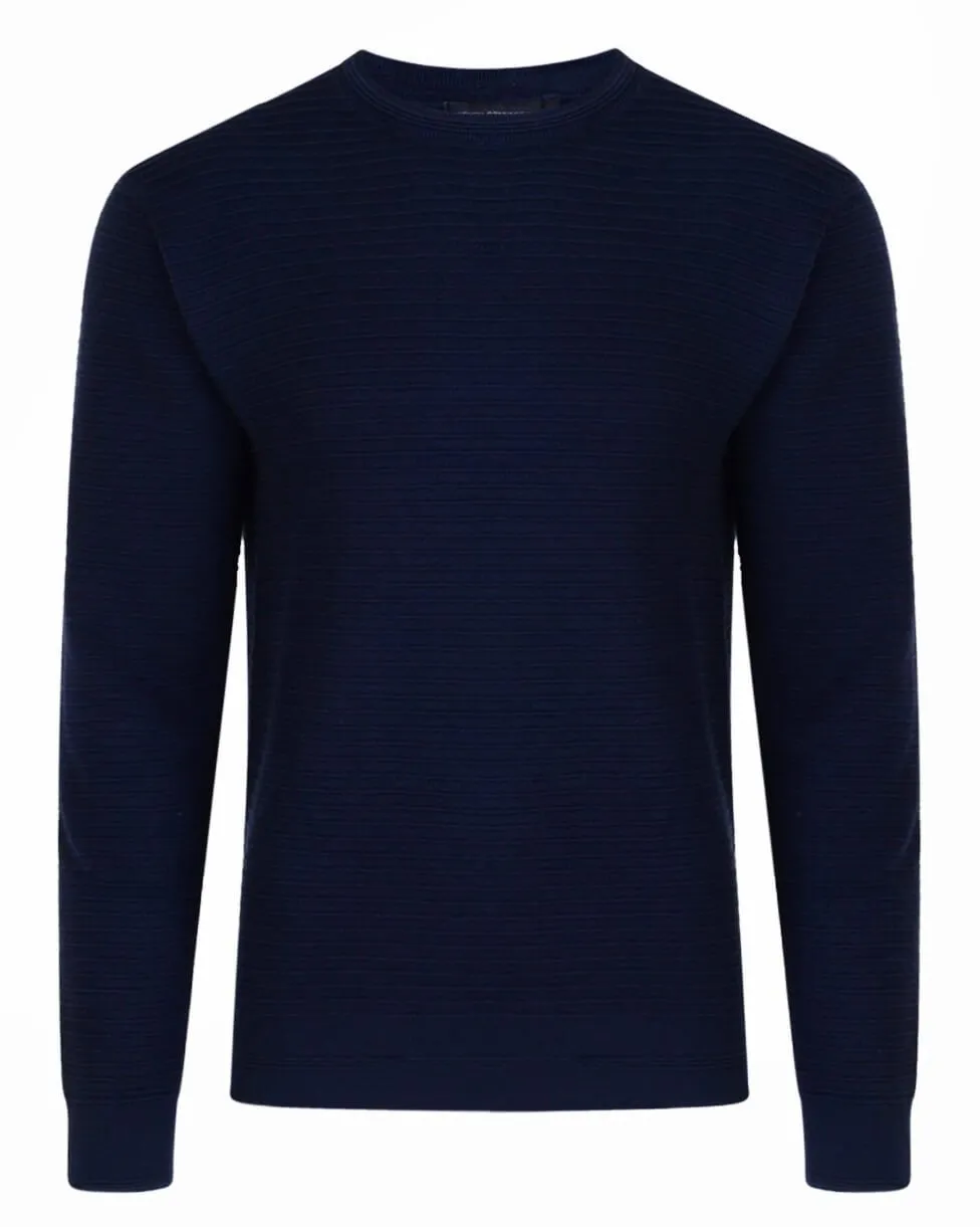 French Connection Mozart Crew Neck Cotton Jumper Marine Blue