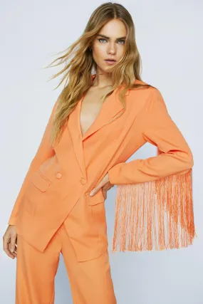 Fringe Detail Tailored Longline Blazer