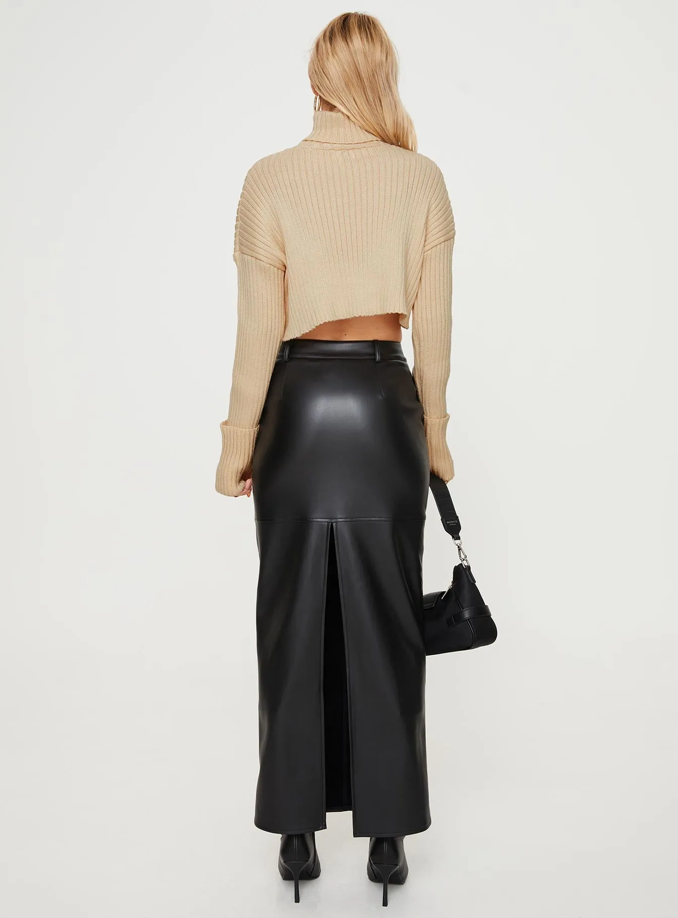 Giacini Faux Leather Maxi Skirt Black