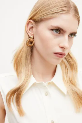 Gold Plated Twisted Earrings | Karen Millen