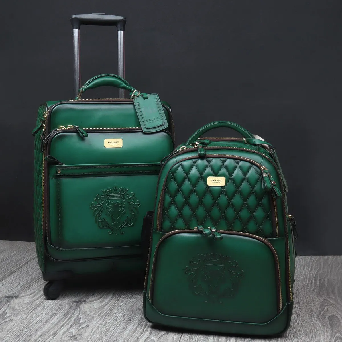 Green Genuine Leather Travel Backpack by Brune & Bareskin