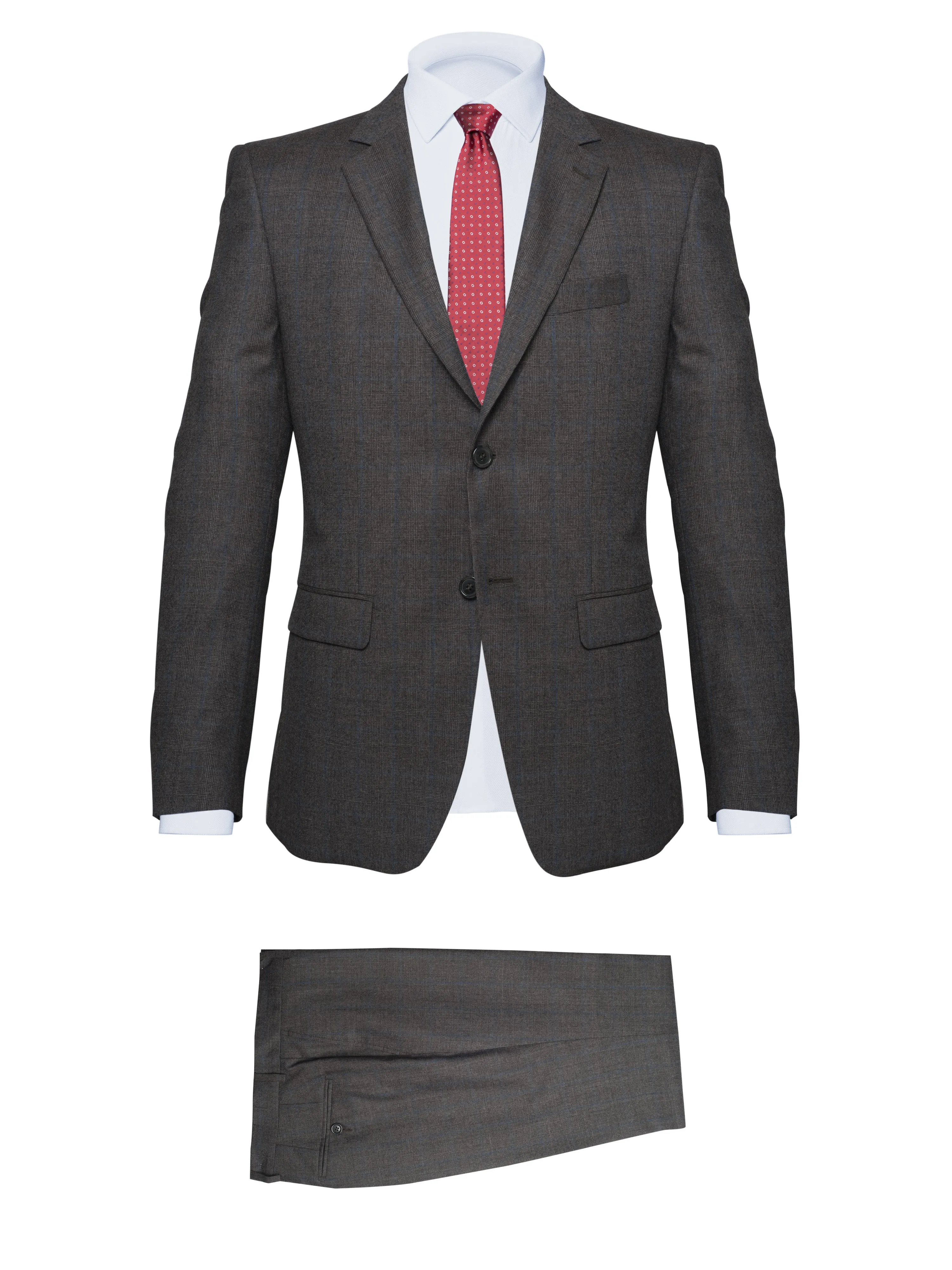 Grey Prince of Wales Flannel Suit with Blue by Tollegno