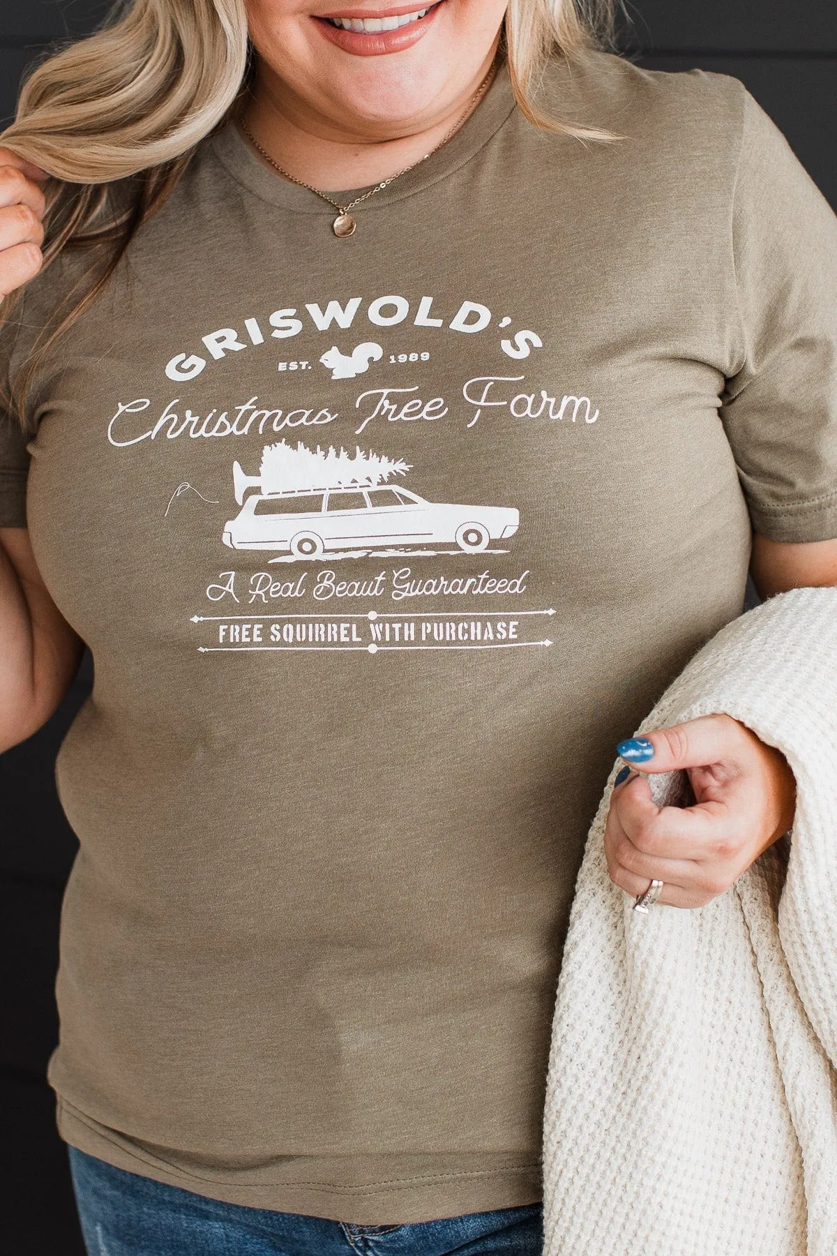 Griswold's Christmas Tree Farm Graphic Tee- Olive