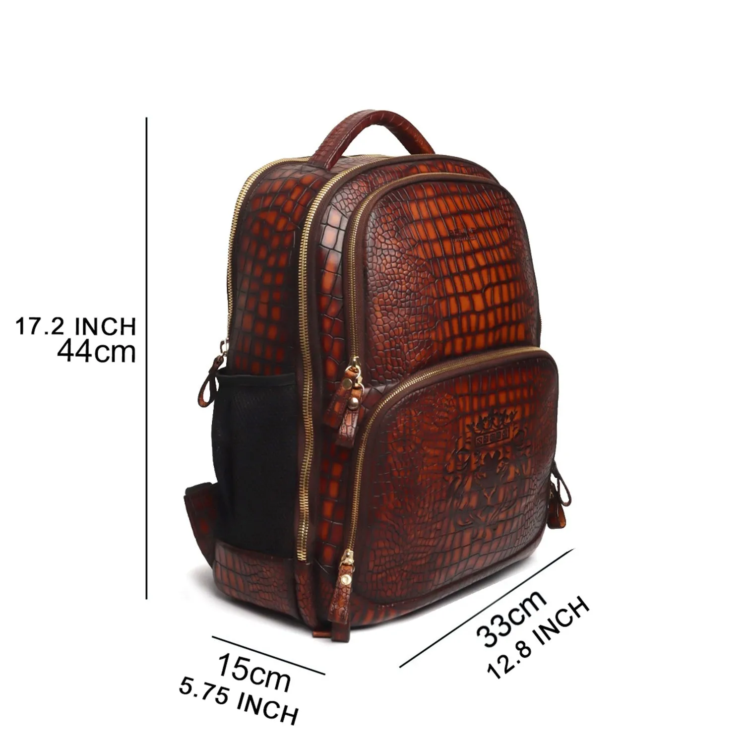 Hand Painted Leather Backpack in Cognac Smokey Finish by Brune & Bareskin