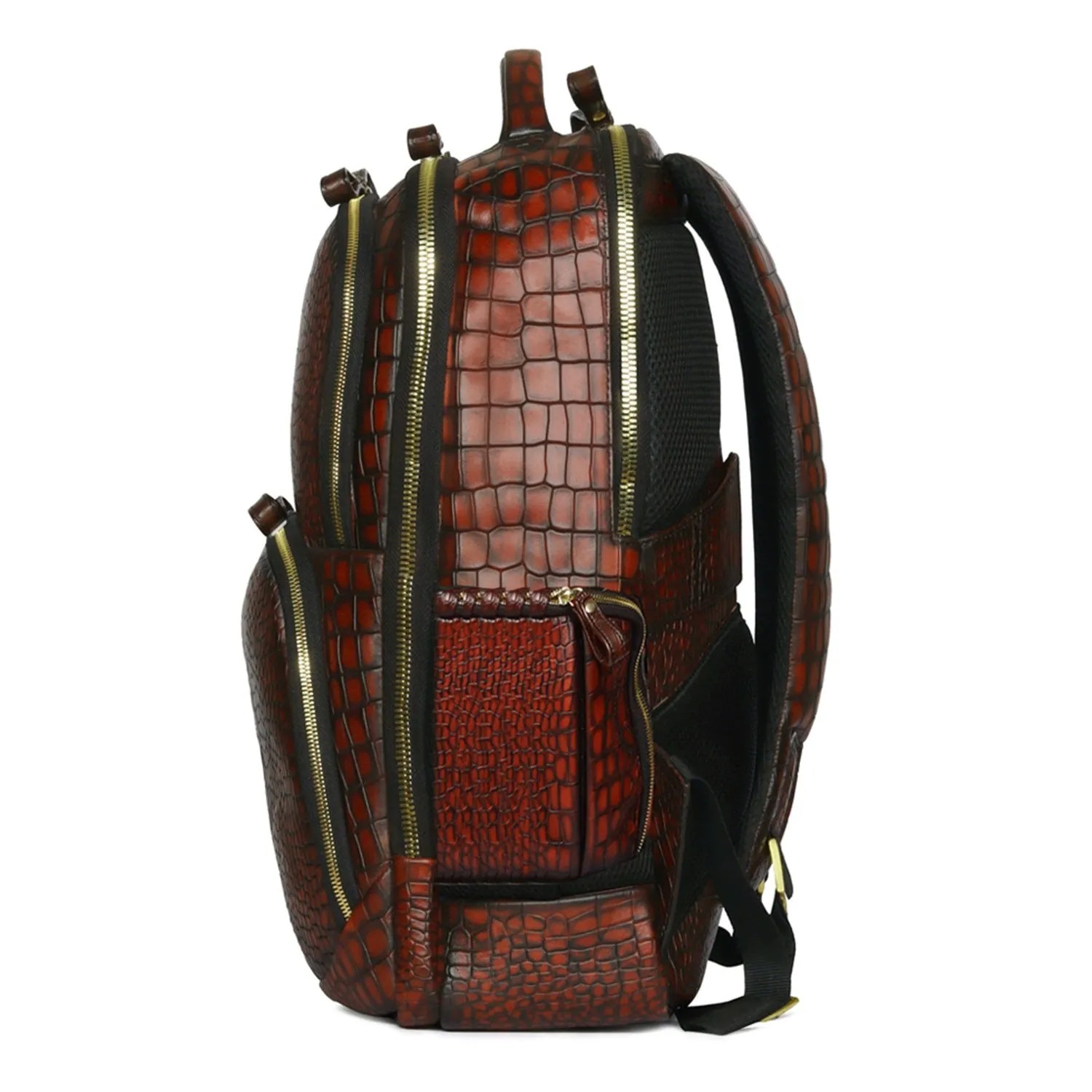 Hand Painted Leather Backpack in Cognac Smokey Finish by Brune & Bareskin