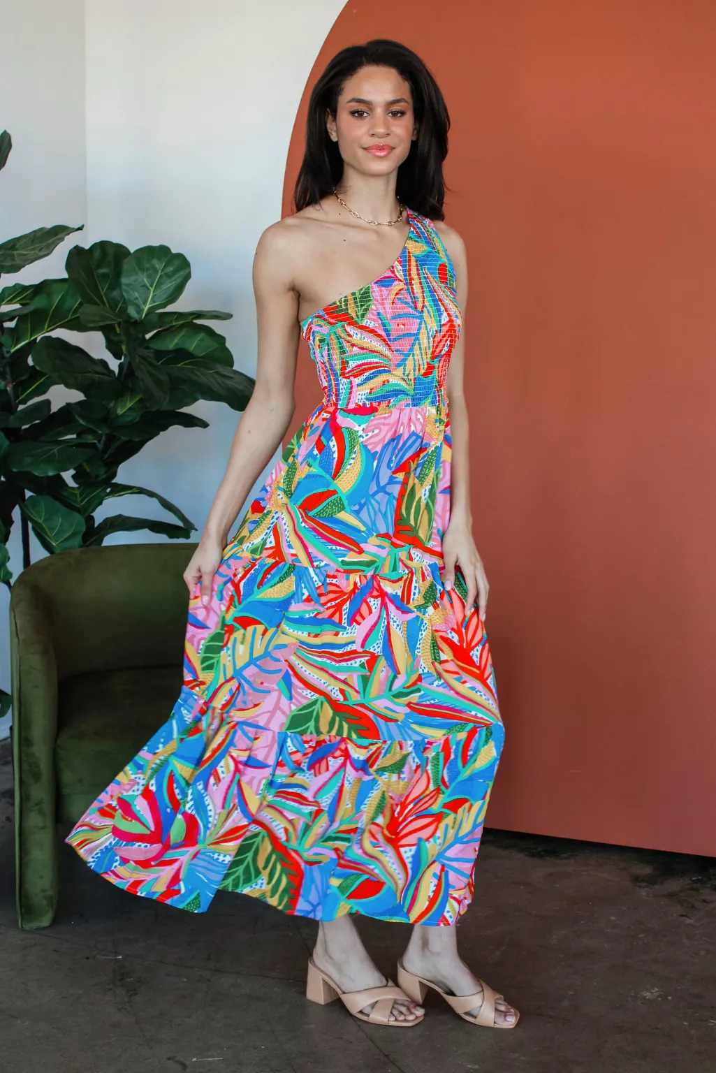 Havana Haze One Shoulder Maxi Dress