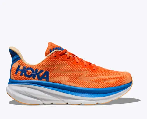 Hoka Men’s Clifton 9 Athletic Shoes-Vibrant Orange/Impala