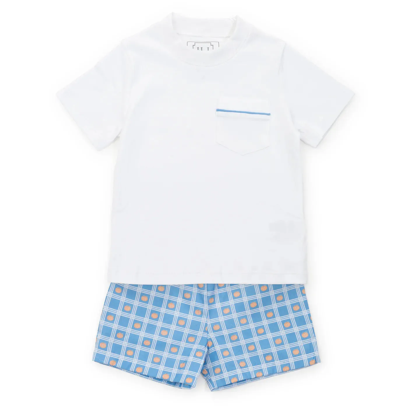 Hudson Boys' Short Set - Pumpkin Plaid