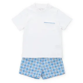 Hudson Boys' Short Set - Pumpkin Plaid