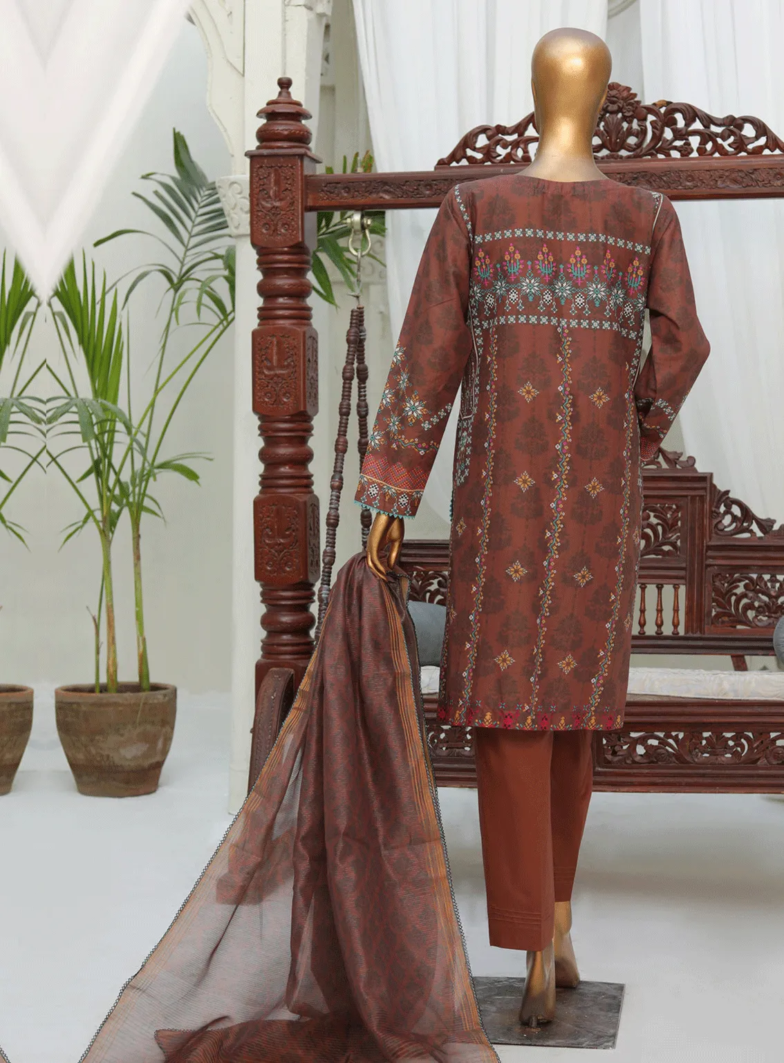 HZ Textile Embroidered Cotton Lawn Unstitched 3 Piece Suit - HZ23BD 18545